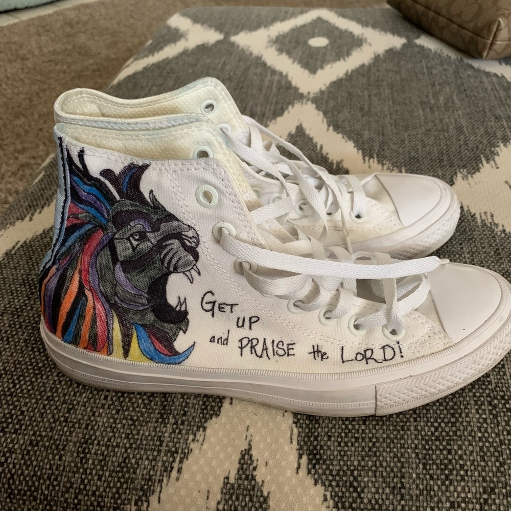 Size 9 handpainted Converse high tops